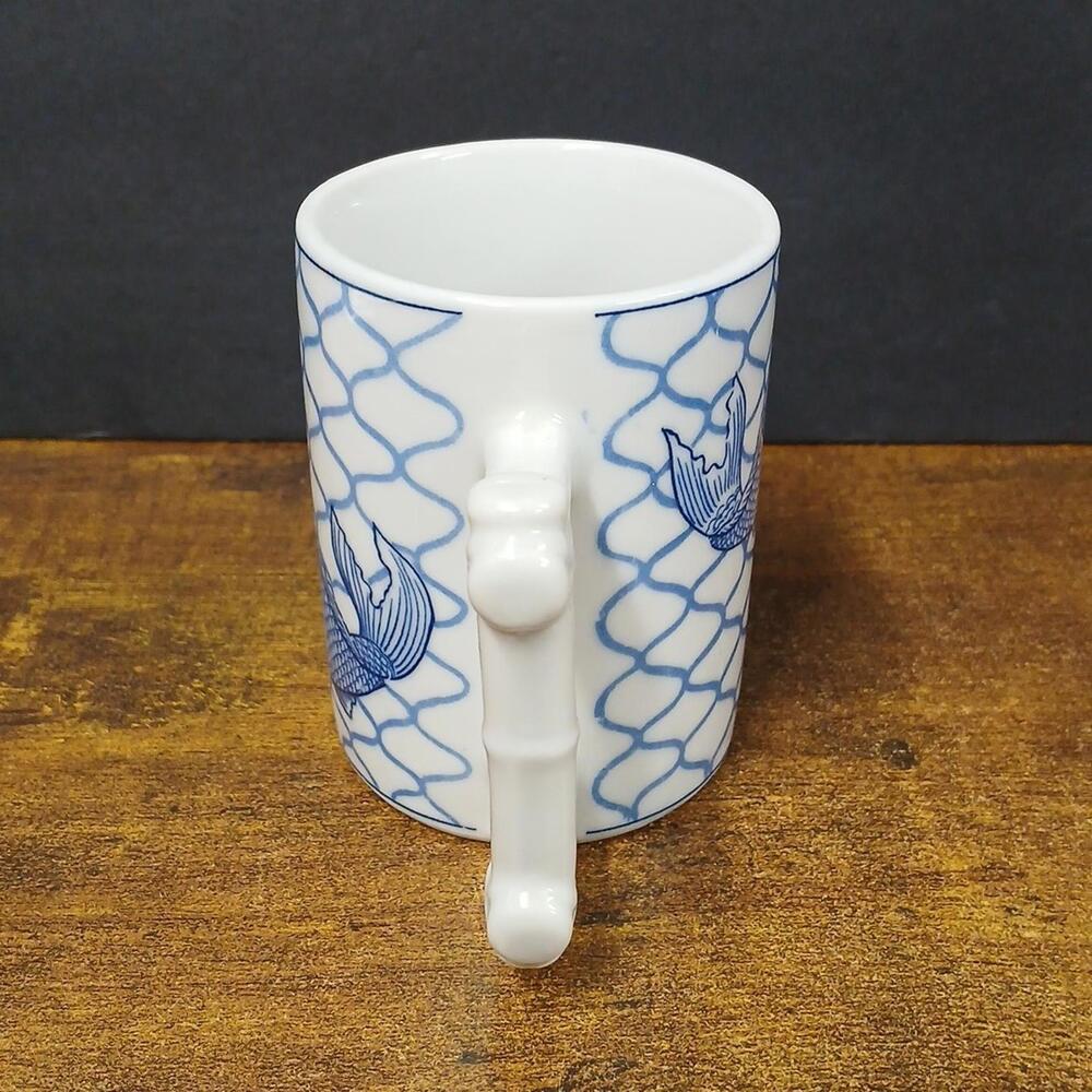 Vandor Nancy GETZ Artist Designer Ceramic Blue White KOI FISH Coffee Cup Mug - Picture 3 of 6